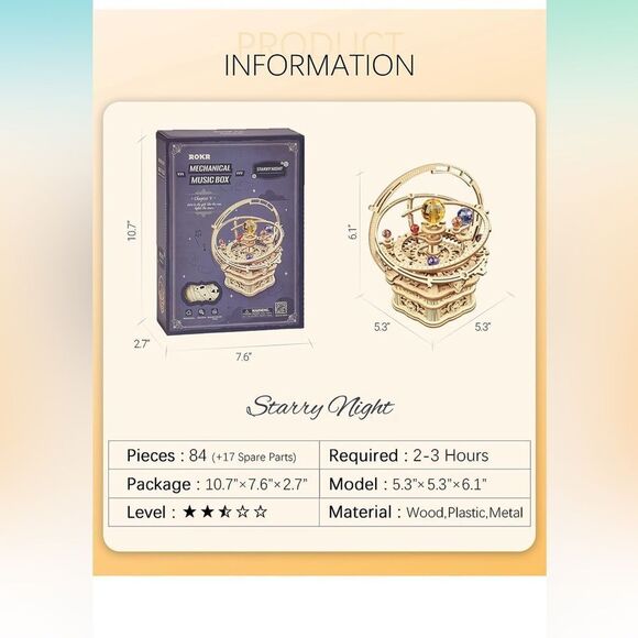ROKR 3D Puzzles for Adults-Starry Night Music Box Kit - Picture 6 of 6